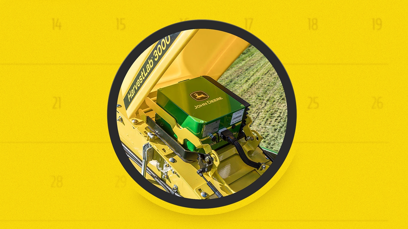 Harvestlab 3000 en una máquina sobre un fondo amarillo