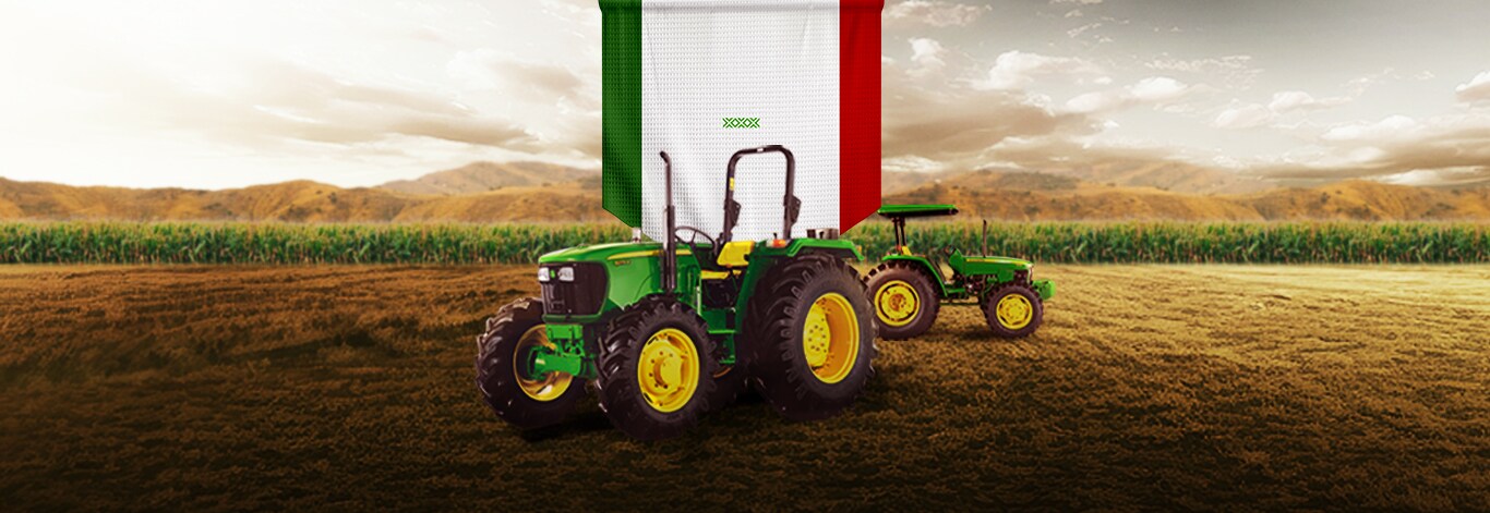 Tractor y bandera mexicana de fondo