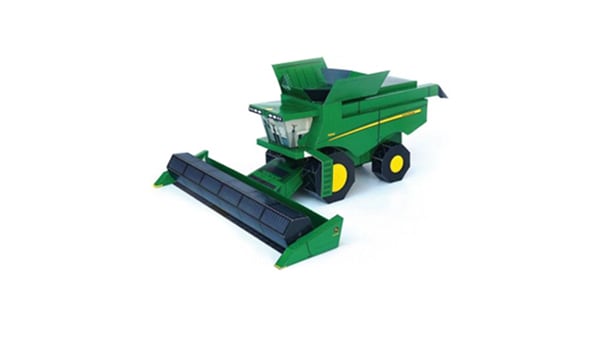 Papercraft imprimible y armable de la Cosechadora John Deere S660. Manualidades a Raudales.