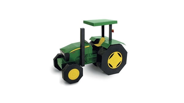 Papercraft imprimible y recortable del Tractor John Deere 5075E. Manualidades a Raudales.